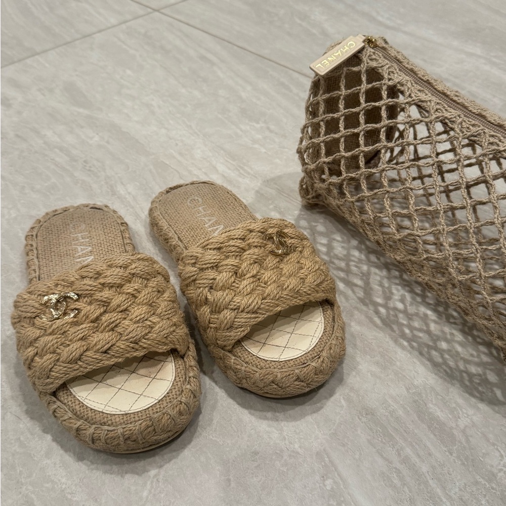 CHANEL Beige Braided Women's Sandals - Picture 6 of 14